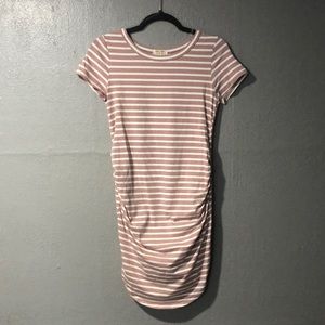 Dusty Pink Striped Maternity Dress